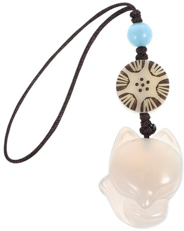 LABRIMP Pendentif Téléphone Lapin Blanc en Calcédoine, Chaîne Déco