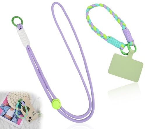 Cordino per cellulare Telefono Universale di Tracolla e Cinghietta da Cordino da Pols per Smartphone, Regolabile Cinturino da Collo Polso x 1, Colore Catena per Cellulare x1, Toppa per Cordino x1
