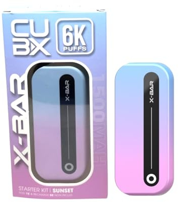X-BAR CUB-X 1500mAh Batterie, Pod non inclus -sans nicotine ni tabac, ne contient pas de sticks, de cartouches préremplies ou de recharges (Sunset)