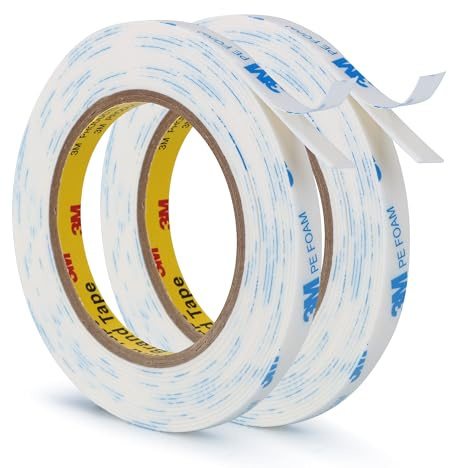 3M Ruban Adhésif Double Face Extra Strong 10 mm × 5 m 2 Rouleaux | PE Mousse Rubans Adhésifs, 1,1 mm D'épaisseur Ruban en Tissu Durable Imperméable, pour Intérieur Extérieur Bricolage Fixation