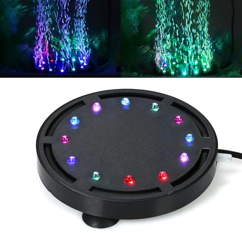 MineupAkvarium luftsten, akvariebubblare, bubbelsten med RGB LED, luftutlopp, syre diffuser set för akvariefisk tank upplöst syredekoration (125 mm)