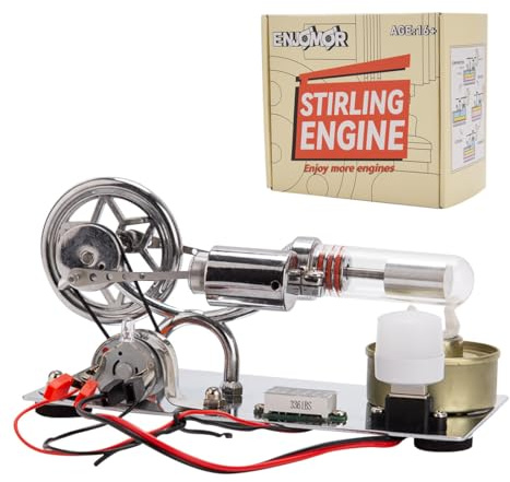 Stirlingmotor Bausatz γ-Typ Heißluftmotor aus Metall DIY Pädagogisches Experimentierwerkzeug Lernspielzeug Erwachsene Experimentiermodell für Lernspielzeug Technikgeschenk mit Anleitung & Geschenkbox