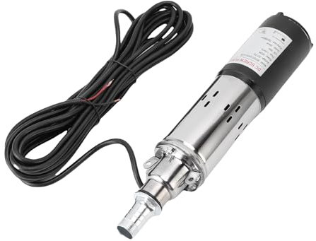 Cuifati 12V Deep Well Pump Submersible 30m Lift 1.2m³/h Stainless Steel Body with 7m Power Cable for Well Irrigation Solar Panel Use