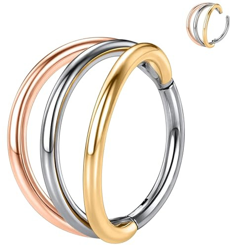 OUFER Body Piercing G23 Titanium Helix Ring Septum Helix Cartilage Conch Hinged Segment Rings Lip Labret Rings Piercing Jewellery 16G 6MM/8MM/10MM/12MM Tragus Daith Hoop