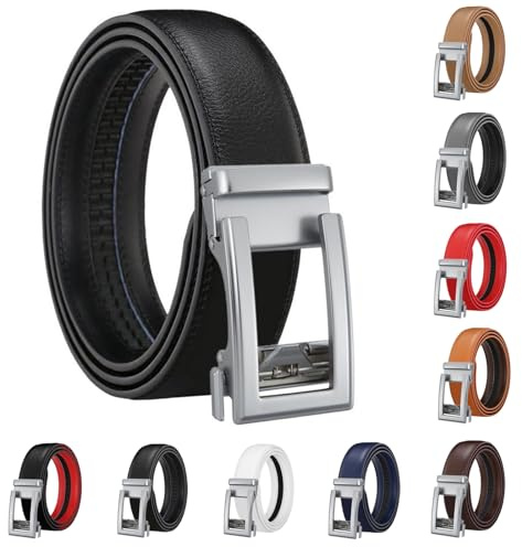 Snrtevu Mix & Match-Automatikgürtel, Automatik Gürtel Damen mit Verstellbarer Länge, GüRtels Ratsche füR Damen und Herren, Perfekte Passform (Schwarz, 130cm)