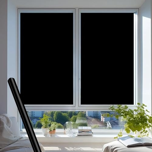 Pellicola Specchio Autoadesive 90 x 220 cm Effetto Specchietto Unidirezionale Diurno Vetri Anti-Sole Pellicola con Strumenti di Installazione per Ufficio e Soggiorno, Nero