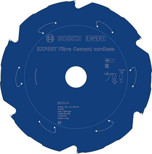 Bosch 1x EXPERT Fibre Cement cordless Kreissägeblatt für Kapp‑ und Gehrungssägen (für Faserzementplatten, Ø mm, Professional Zubehör kabellose Kapp- und Gehrungssäge)