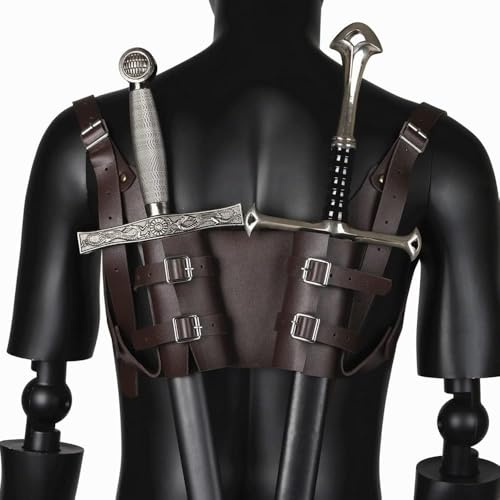 Medeltida Svärd Bälte, Viking Retro Dubbel Axel Läder Svärd Hölster, Cosplay Riddare Pirat Dubbel Svärd Groda Svärd Hållare För Män Kvinnor, Black