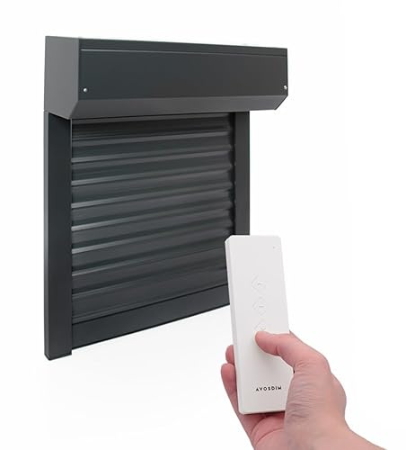 Elektrisches Rollladen, Radio verstellbar, aus Aluminium – H 155 cm x L 150 cm – Farbe: Anthrazitgrau (7016) – einfache Montage für Fenster