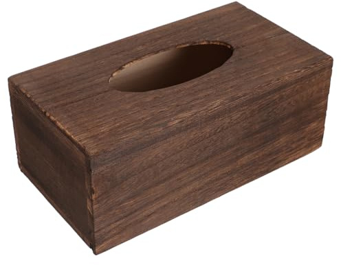 HIAKDOFT Porta Fazzoletti in Legno Scuro, Scatola Per Tovaglioli Da Scrivania, Contenitore Pratico Per Soggiorno, Bagno e Auto, Design Compatto e Funzionale