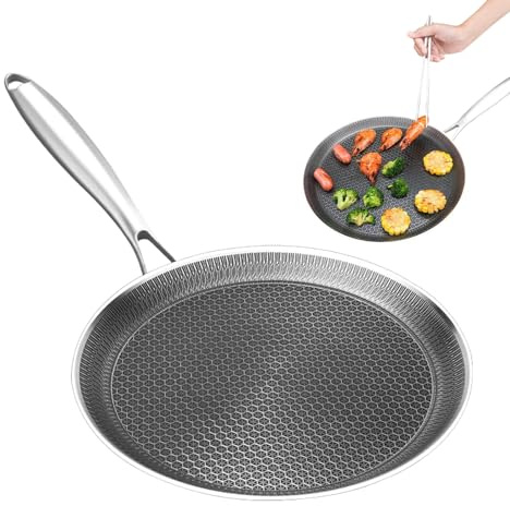 Pan for Pancakes - Honeycomb Non-Stick Stainless Steel Grill | Baking Sheet With Honeycomb Structure And Anti Stick Layer - For Preparing Eggs And Outdoor Barbecue Cooker Cooktop