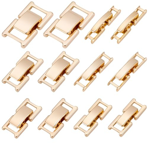 Beebeecraft 12 Unidad de 6 Estilos de Cierres Plegables para Pulseras Y Collares Extensor de Eslabones para Relojes Latón Chapado En Oro de 24K Cierres de Extensión Plegables para Joyería Ideales