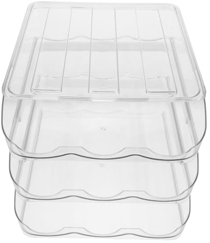 CLISPEED Contenitore per Uova in Plastica Trasparente Ripiano Scorrevole per Frigorifero Contenitore di Stoccaggio ad Alte Capacità Impilabile Vassoio per Conservazione delle Uova