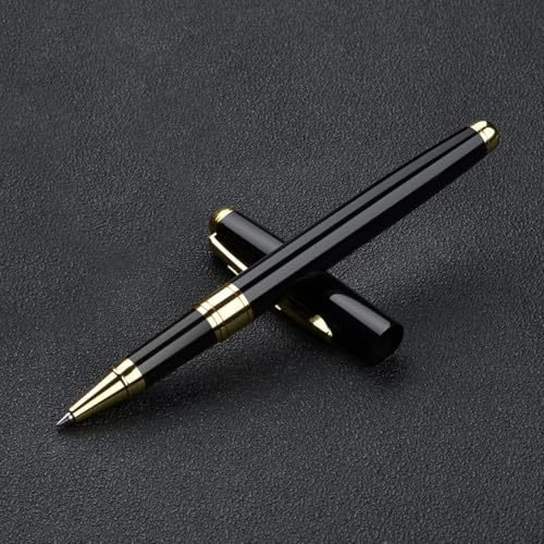 SHLWYG kulspetspenna i metall (2-pack, svart), rollerballpenna, professionell skrivning, utmärkt affärspresent, hög kvalitet, lång livslängd.