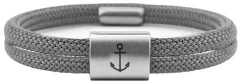 GIPFELWELLE Handgemachtes Segeltau Armband 4 mm, Magnetverschluss, Edelstahl mit Gravur, Paracord Makramee Armkette, Damen Herren