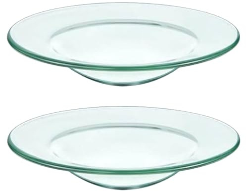 ROMISBABA Piatti Riscaldanti in Vetro Trasparente 12 CM 2 Pezzi per Lampada Aromaterapia Piastra di Cera Fusa e Scaldacandele Accessori per Profumazione Ambienti e Uso Casa