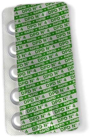 DPD 4 Rapid Tabletten Water-i.d. - Aktivsauerstoff-Testtabletten für Pool & Whirlpool - Schnell löslich für manuelle Pooltester - Made in Germany - Nicht für Photometer geeignet (150 Stück)