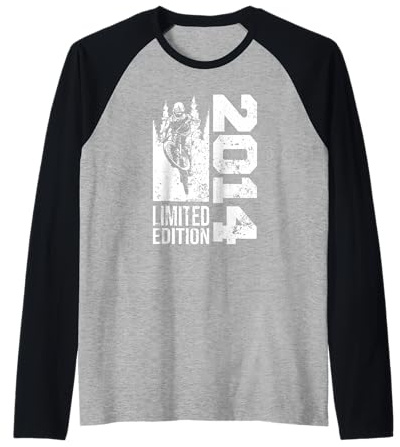 MTB Mountainbike Nacido en 2014 Cumpleaños BTT-Bicicleta Camiseta Manga Raglan