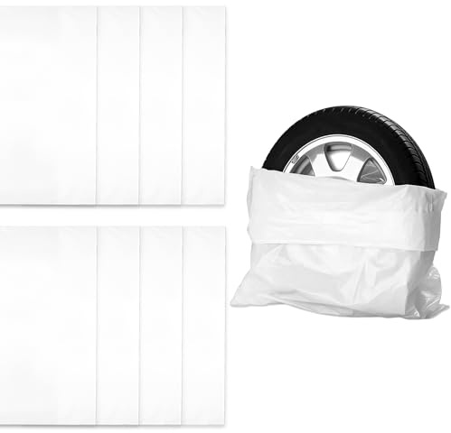 Sacs à pneus 8 pièces jusqu'à 22 pouces, rangement / transport solide + protection de jante - pneus été/hiver - Tyre Bags, housse de pneu, sac / housse, sacs de pneus (blanc)