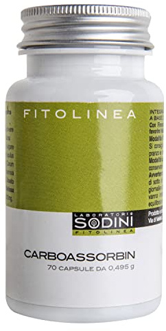 Carboassorbin - Integratore Alimentare - con Finocchio, Carbone Vegetale e Melissa - per l’Eliminazione dei Gas Intestinali - 70 Capsule