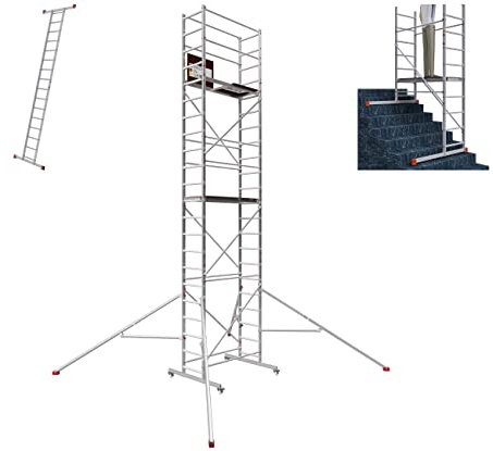 ALTEC AluCombine 4.0-700 | 7m | Alu Fahrgerüst mit 4 bremsb. Lenkrollen & Ausleger | Baugerüst Rollgerüst Montagegerüst Anlegeleiter | Treppengerüst