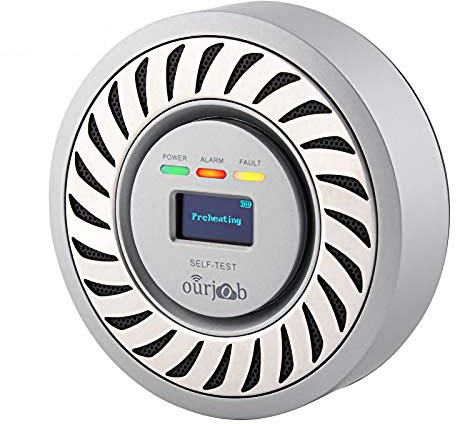 CO Detector Carbon Monoxide Alarm, Electrochemical Sensor CO Alarm, Lithium Rechargeable Battery CO Gas Tester, USB Plug in CO Monitor with OLED Digital Display for Home/Garage/Caravan (Silver Gray)