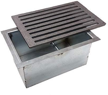 FONDERIA BONGIOVANNI | Griglia in Ghisa | Griglia per Camino | Stufa Pellet | Barbecue Fondello per Cenere | 30x20,6 cm | con Cassetto Raccolta Cenere | Altezza 14H | Accessori Camino