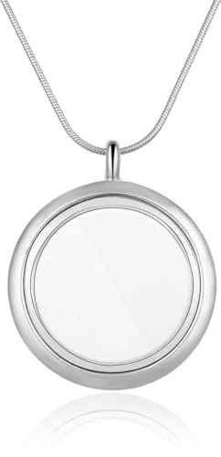 Adabele 3pcs Stainless Steel 35mm Round Glass Open Locket Necklace 28 Inch