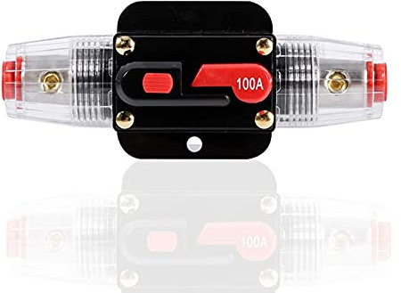 Sicherung zum Zurücksetzen des Leistungsschalters, 12-24 V 50 Ampere -100 Ampere, Sicherung des Sicherungshalters des Leistungsschalters, Sicherungshalter für Auto-Boote(100A)