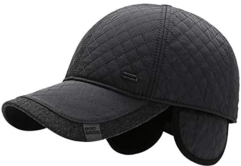 Sporty Winter Baseballcap mit Ohrenklappen Herren Schirmmütze Ohrenschutz Wintercap Cap (Grau)