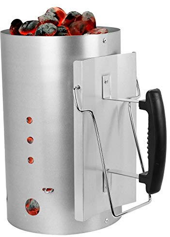 Albert Austin Charcoal BBQ Fire Starter BBQ Chimney Starter with Plastic Handles for Charcoal Barbecues Smoker Weber BBQ Grill Ideal for Camping Grilling Travelling Outdoor Barbecue (LARGE)