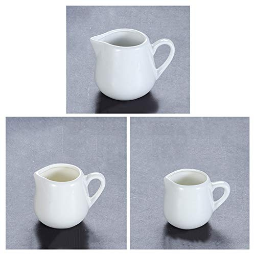 Pichets-mousseurs à lait Céramique Miel Pot Café lait Coupe Pure Creamer Pot avec ou sans poignée Restaurant Milth Milk Pot Steak Sauce Pot Pot Sugar (3 PCS) Saucière en Porcelaine