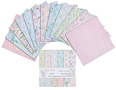 GORGECRAFT 24 Fogli Carta Modello Confezione Floreale Cartoncino Carte Pad Decorativo Scrapbook Cartoncino Collezione Monofacciale Fantasia 6x6 Scrapbooking Album Fotografico Vacanza Fai da Te Rosa