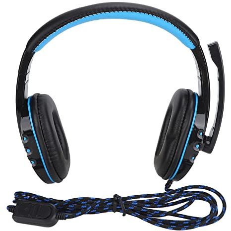 Goshyda Casque de Jeu, Casque de Jeu Stéréophonique 3,5 Mm, Casque de Joueur Monté sur la Tête avec Microphone, pour PC, Ordinateur Portable, Tablette, Ordinateur, Téléphone Portable