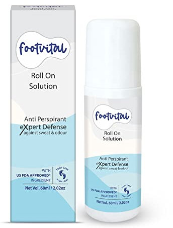Footvital Foot Roll-on with Patchouli & Peppermint Oil, For Sweaty Feet & Bad Foot Odor Unisex - 60 ML
