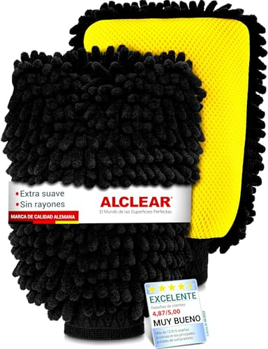 ALCLEAR 2 Guantes de chenilla de paños de color amarillo y negro para el lavado y cuidado de coches, actúa mejor que el paño de microfibra para el coche
