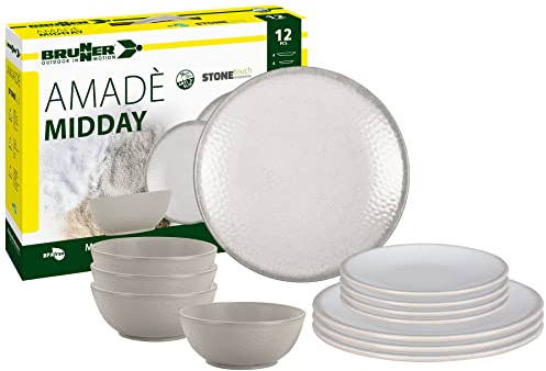 BRUNNER 0830148N.C8X Campinggeschirr Set für 4 Personen, Midday Amadè, 12 Stück