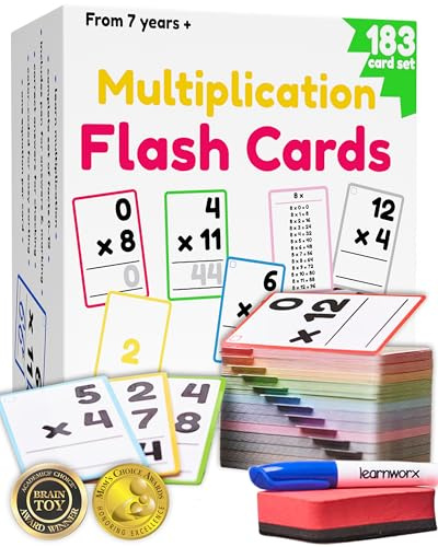Multiplication Flash Cards 3rd Grade | 183 Math Flash Cards & Times Table Chart, Tablas De Multiplicar para Niños, Times Table Flash Cards & Games, Math Facts Flash Cards | All Facts 0-12