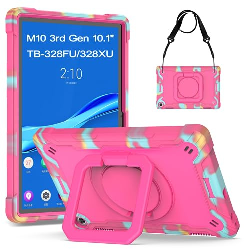 KATUMO Case For Lenovo M10 Tablet 3rd Gen 10.1 inch 2022 (TB-328F) Case Shockproof Protective Cover (360°Rotatable Stand & Detachable Adjustable Shoulder Strap ）Identify Tablet Model（TB-328F）