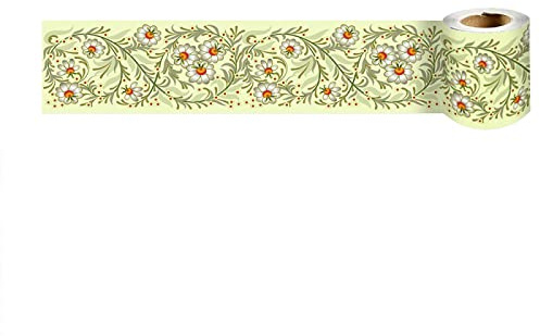 VisitRyl Tapetenbordüre selbstklebend Vinyl Sockelleiste Dekorative Bordüre Selbstklebende Home Bordüre Küche Tapetenbordüre selbstklebend für Badezimmer Wohnzimmer 45-GrüNe Blume10cm x 240cm