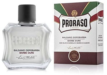 Proraso Hårda skägg för män aftershave balsam, 3 x 100 ml, män aftershave med extrakt av sandelolja och sheasmör, lugnande och fuktgivande, Tillverkad i Italien