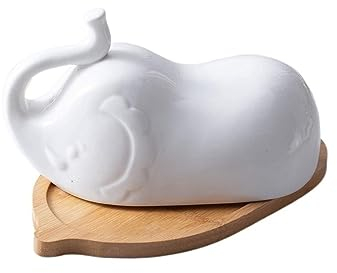 Plato de mantequilla Plato de mantequilla con tapa Diseño antideslizante Fondo de bambú, plato de fruta Caja de mantequilla Plato de mantequilla de cerámica Queso de vaca Regalo de cocina