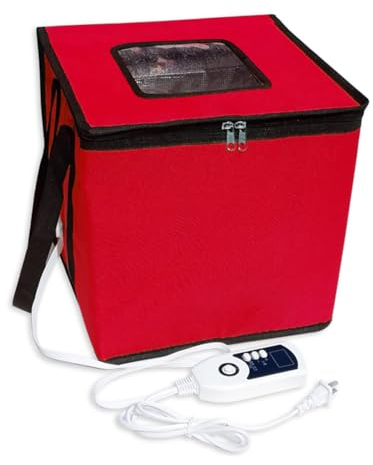FAcoLL Dough Proofer Box with Heater, Folding Fermentation Bag, Reusable Sour Dough Starter Jar with Temp Control, Bread Making Tools Kit for Bread Yogurt Natto Handmade Soap M red