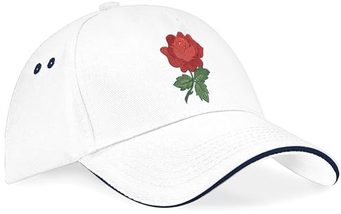 Purple Print House Mütze mit englischer Rose, bestickt, Rugby-Fans, England-Fans, Unisex