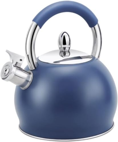 Bouilloire sifflante de 3 L en acier inoxydable 304 - Bouilloire sifflante - Bouilloire à eau - Bouilloire à thé - Bouilloire à thé chauffante - Bouilloire sifflante - Bleu - 3 l