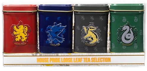 New English Teas Harry Potter Mini Tea Tins with Loose English Teas - House Crests, Gryffindor, Slytherin, Hufflepuff & Ravenclaw