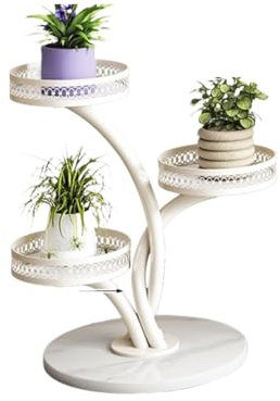Pflanzenständer Blumenständer Blumenregal 3 Reifen-Pflanzenständer Für Den Innenbereich, Metall-Pflanzenständer Mit Marmorsockel, Blumenregal, Präsentationsständer Pflanzenregal Blumenbank ( Color : W