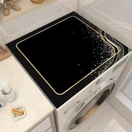 Odot Tapis de Protection pour Dessus de Machine à Laver,Antidérapant Housse de Machine à Laver pour Machine à Laver ou Sèche-Linge Buanderie Réfrigérateur Cuisine (Style de marbre Luxueux 7,50x50cm)