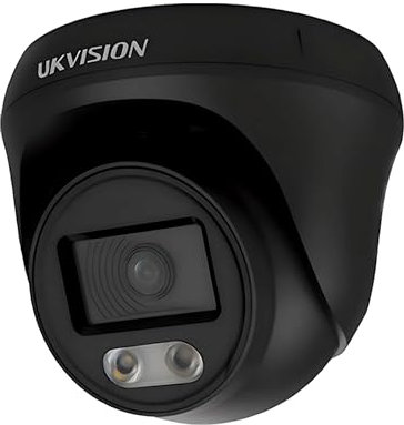UKVISION COLORVU 3K 5MP Audio FULL COLOR CCTV Black Camera Turret Dome Built-in microphone TVI AOC 25M COLORVU AT NIGHT 2.8mm Color At night UKVISION-5MP-3K-AOC-Black-2.8mm (Black)