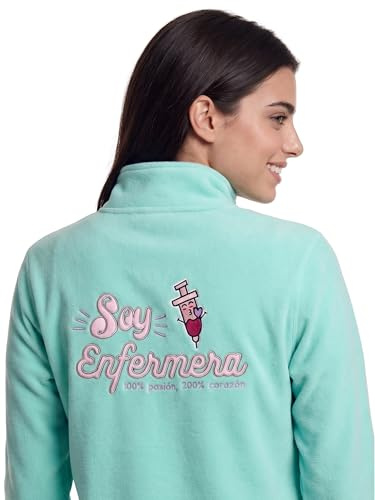 Nurse is Love Chaqueta Polar Mujer para Enfermera - Sudaderas Mujer sin Capucha, Forro Polar de Invierno Doble Bolsillo y Cremallera Facil de Lavar Talla XXL Enfermera Original